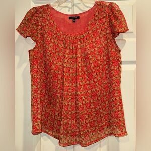 Rafaella short sleeved blouse sz Large orange print